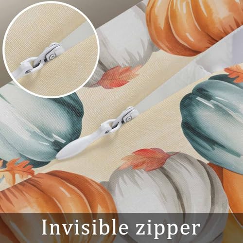 Pillow Covers 16x24 Inch Fall Thanksgiving Orange Blue Grey Pumpkin Autumn Harvest Soft Brushed Microfiber Pillowcases with Hidden Zipper Closure Bed Pillow Shams for Bedroom Sofa Car - Image 6