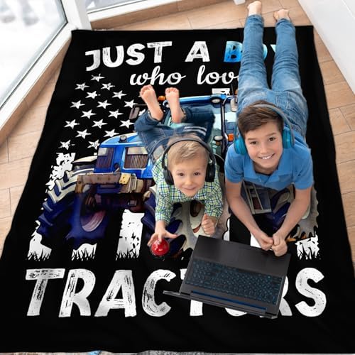 Tractor Blanket for Boys Men, Cute Farm Trucks Throw Blanket Gifts for Kids Adults, 60x80 Inches Black Soft Flannel Car Blankets for Couch Sofa,Tractor Decor for Bedroom - Image 6