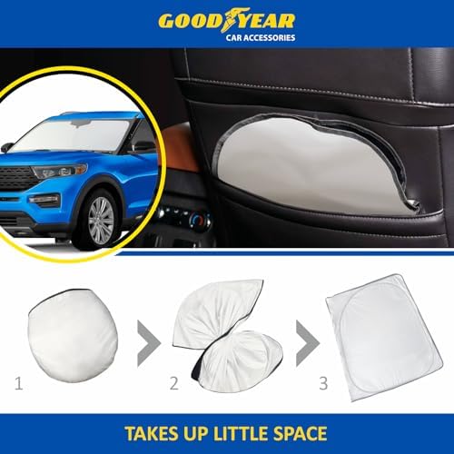 Goodyear Foldable Windshield Sunshade for Ford Explorer 2020-2026, SUV car Accessories, Sunshade Cover, Sun Shade Car Windshield, Window Sun Blocker - GY008294