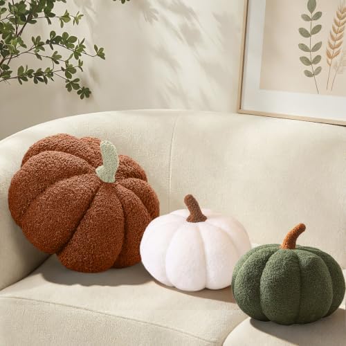 Fall Pumpkin Pillow 3 Pcs for Couch Bed Halloween Party Decoration by Eoieov