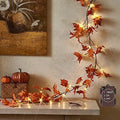 Hairui Lighted Maple Leaf Garland with Timer 6FT 24 Warm White LED, Fall Garland with Lights Battery Operated for Thanksgiving Harvest Christmas Wedding Decoration Indoor Outdoor by Hairui
