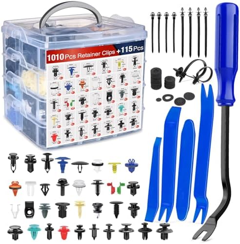 Nilight 1125Pcs Car Push Retainer Clips Auto Fasteners Kit Included 34 Most Popular Sizes Nylon Bumper Fender Rivets with 5 Fasteners Remover 10 Cable Ties for Toyota GM Ford Honda Chevy