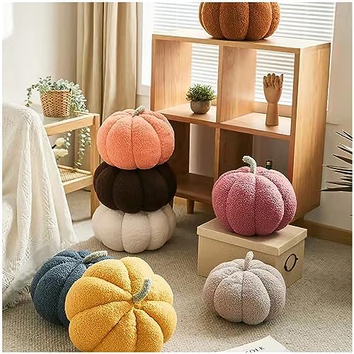 Yellow Throw Pillows Pumpkin Shaped,Cute Halloween Decoration Pillow for Home Bedroom Couch Decor Office Sofa Accent Cushion for Chair Lumbar Living Room Fall Home Decor,Yellow,7.87" - Image 5