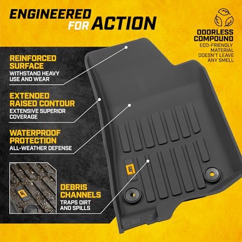 Cat® JustFit™ 3D Floor Mats for Jeep Gladiator (JL) 2020-2026, All Weather Custom Fit Jeep Gladiator Floor Liners with Extended Coverage Design, Car Floor Mats (Full Set Front & Rear)
