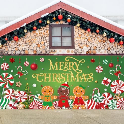 Preboun Christmas Candy Garage Door Decoration Merry Christmas Door Banner - Image 4