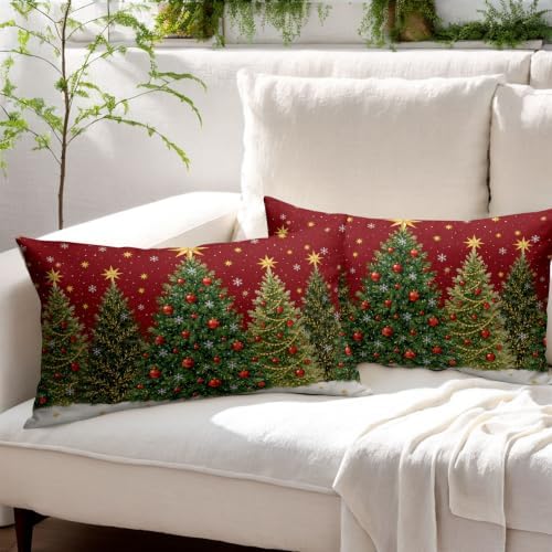 Winter Christmas Tree Lumber Pillow Covers 12x20 Set of 2 Highly Absorbent - Image 3