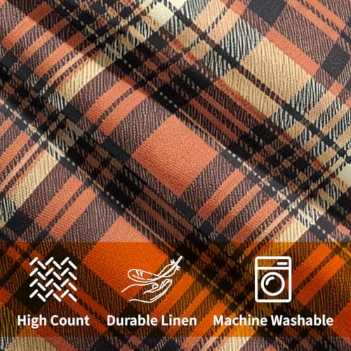Fall Orange Plaid Throw Pillow Covers 16x16 Set of 2 Autumn Tartan Gingham Vintage Thanksgiving Pillow Covers Buffalo Plaid Farmhouse Pillowcase for Kitchen Sofa Cushion Outdoor Bedroom Decoration - Image 7