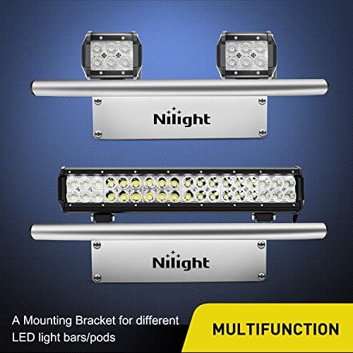 Nilight Universal LED Light Bar Mount Bracket with License Plate Holder