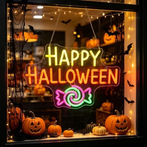 Happy Halloween Neon Sign, Candy Halloween LED Light, 16.5"x11.4" - Image 6