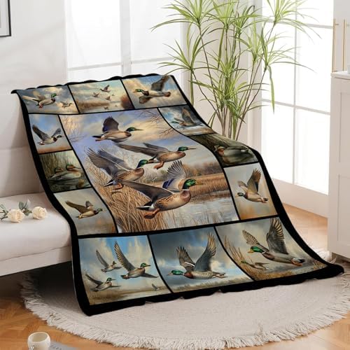 Mallard Blanket Mallards Throw Blankets Wild Duck Collage Print Cozy Fleece Flannel Stuff Plush Lightweight Bedding Lover Gifts for Men Women Adults for Couch Sofa Bed Decor 60"X80" - Image 5