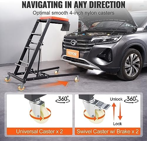 VEVOR Top Automotive Creeper, Engine Creeper 42.5"-64.8", 400 LBS Capacity High Top Creeper, 4 Swivel Caster Wheels, Padded Deck, Creeper for Home Garage, Workshop Repair Maintenance - Image 5
