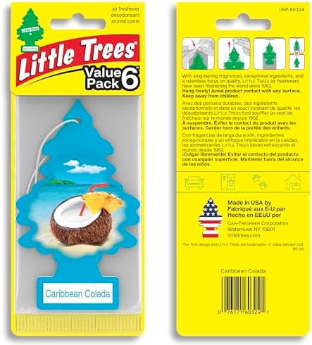 LITTLE TREES Car Air Freshener, 4 Count (Pack of 6), Caribbean Colada