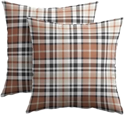 Christmas Plaid Pillow Covers 22x22 Set of 2 Brown Highly Absorbent by Unknown
