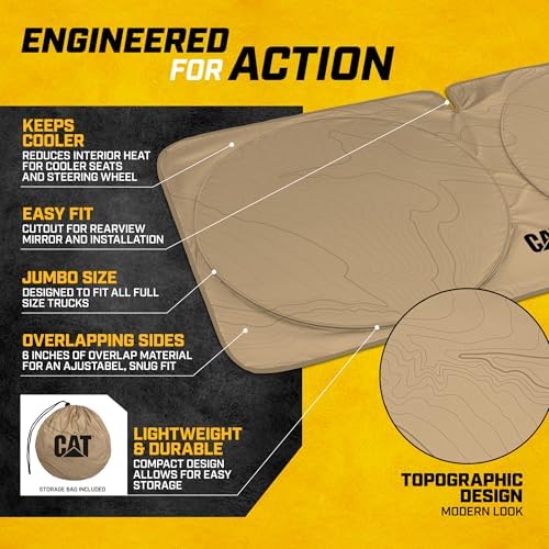 Windshield Sun Shade for Ford F-150 2021-2026, Foldable Truck Sunshade, UV Heat Blocker, Front Window Sun Shield, Interior Protection, Keeps Cab Cool, Heavy Duty Truck Accessory - Beige
