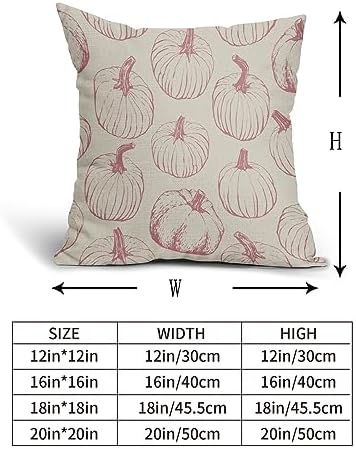 Fall Pillow Covers 18x18 Set of 2 Pink Pumpkin Autumn Themed Thanksgiving Harvest Print Decorative Throw Pillows Outdoor Pillowcase Farmhouse Linen Cushion Case Decor for Sofa Couch Bed - Image 5