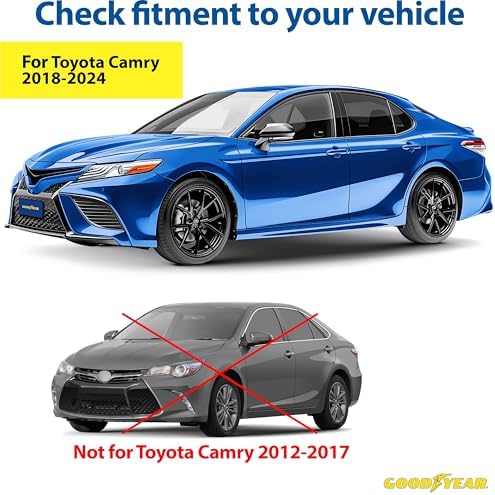 Goodyear Mud Flaps for Toyota Camry 2018-2024, Heavy-Duty Thermoplastic, Custom Fit, Easy to Install, Road/Weather Durability, Car Accessories - GY004732