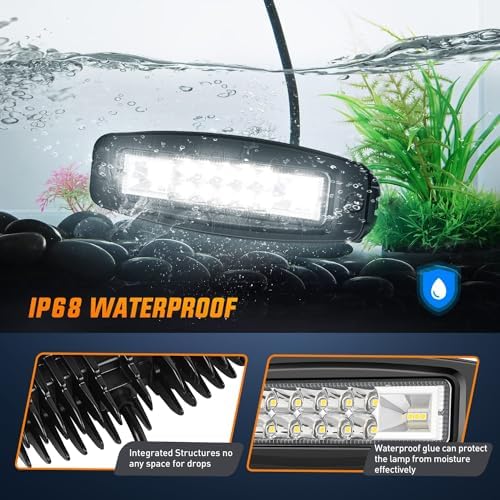 Nilight Flush Mount LED Pods 2PCS 6 Inch 60W LED Work Light Flood Spot Beam Combo Backup Driving Lights Fog Lamp Reverse Grill Mount Lighting for Offroad 4x4 Truck SUV