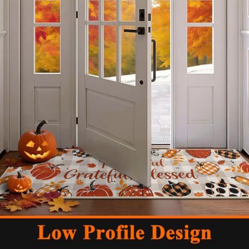 U'Artlines Fall Plaid Pumpkin Kitchen Rugs with Runner Sets 3 Piece - Image 5