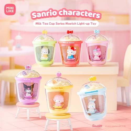 Sanrio Blind Box Light Up Absorption Movable Swing Toy Hello Kitty Kuromi Cinnamoroll Pochacco My Melody Sweet Piano Milk Tea Cup Series for Home Car Decor Birthday Gifts, Random One Figure - Image 2