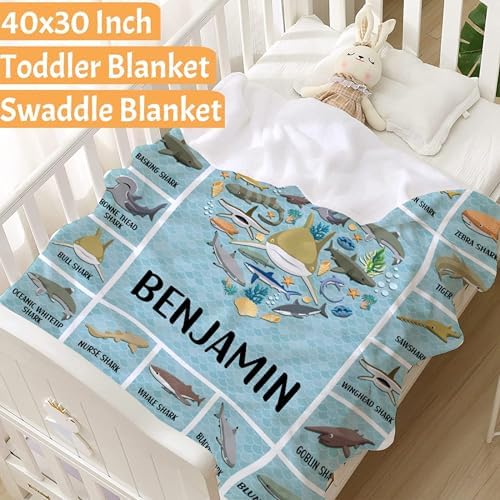 Shark Custom Name Blanket Gifts for Girls Boys Women - Super Soft Cozy Warm Throw Sheet for Couch Bed Sofa Office Decor All Season 30"x40" Pets - Image 6