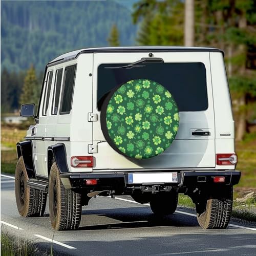 Clovers Spare Tire Cover with Camera Hole, Weatherproof Universal Wheel Protectors, Wheel Tire Cover for RV Camper Travel Trailer SUV Truck, 15 Inch Fits Tire Diameter 27.6"-29.5"