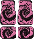 Pink Black Tie Dye Bat Print Funny Halloween Car Floor Mats 4 PCS, Cute Durable Interior Accessories for Car SUV, All Weather Floor Mats with Front Rear Trunk Liners Set for Party