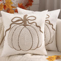 Fall Pillow Covers 18x18 Set of 2 Halloween Decor Beige Pumpkin by Tosleo