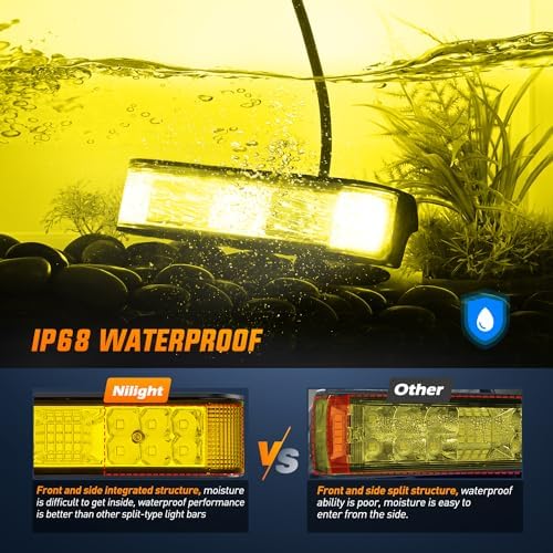 Nilight Side Shooter LED Pods Yellow 2Pcs 6.5 Inch 60W Flood Spot Beam Offroad Driving Fog Work Light Bar for Tractor Boat SUV ATV UTV 4WD Car Truck Motorcycle Dirt Bike Golf Cart 12V 24V