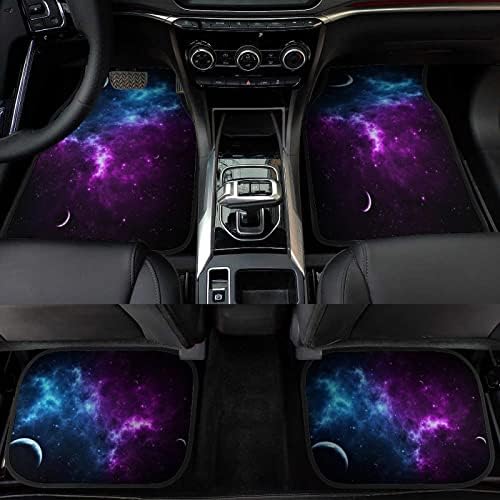 Galaxy Car Floor Mats Set of 4,Purple Blue Galaxy Sky Print Vehicle Front Rear Carpets Mat Stylish Space Themed Car Floor Rugs Non-Slip Foot Mats Car Accessories Universal Fit for Car Truck