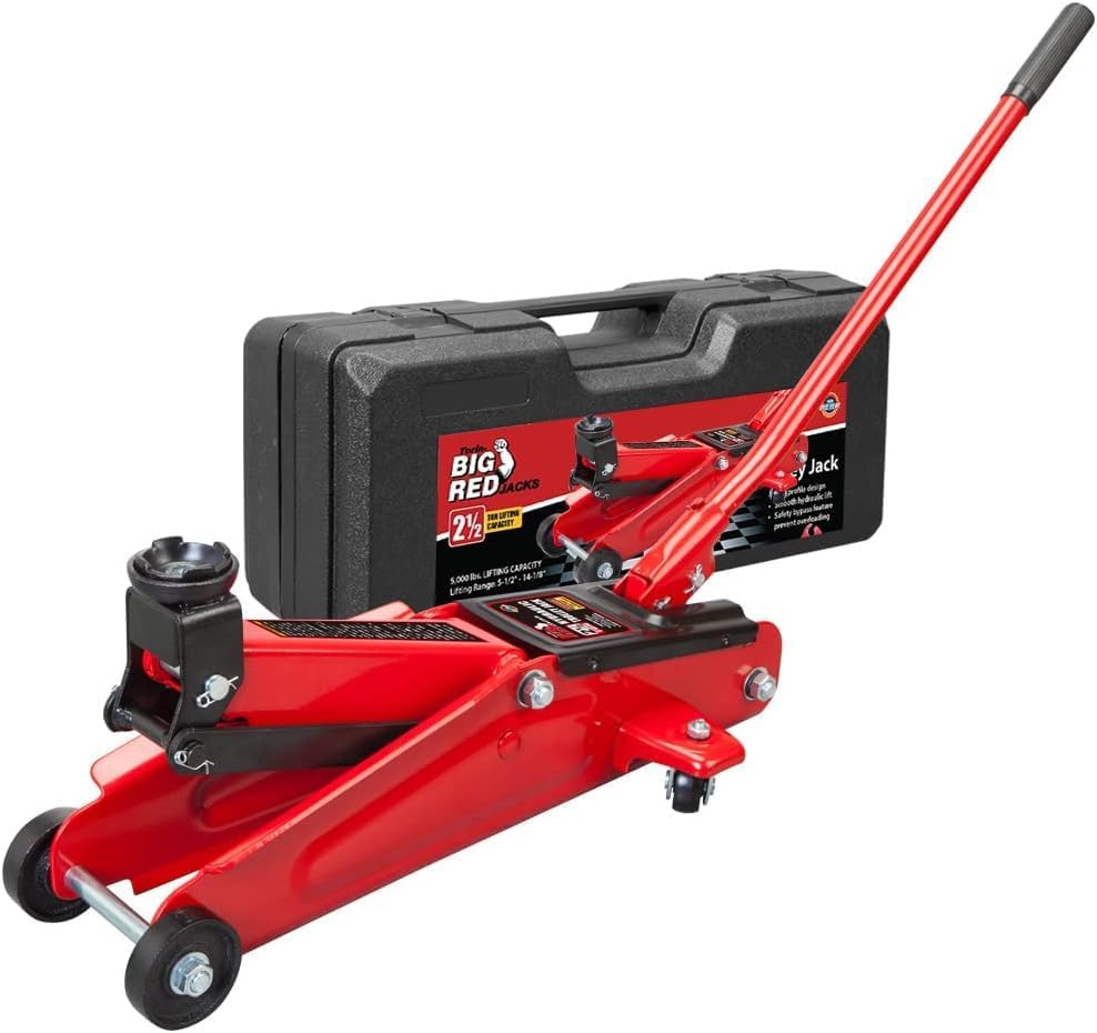 Big RED 2.5 Ton Low Profile Floor Jack, Portable Hydraulic Trolley Floor Service Jack with Blow Mold Carrying Storage Case, Red - Image 3