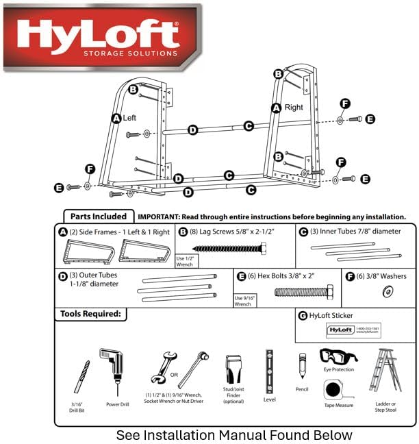 HyLoft Model 01012 Tire-Loft Multi Tire Storage System Rack, Adjustable Width of 36 Inches to 48 Inches, Holds Up To 375 Pounds, Red - Image 4