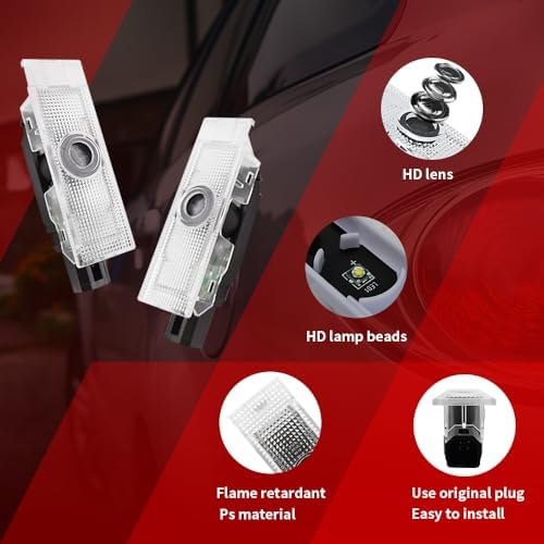 2PCS Car Door Logo Lights Compatible for Challenger 2015-present, LED Courtesy Ghost Shadow Light Projector Lamps Accessories