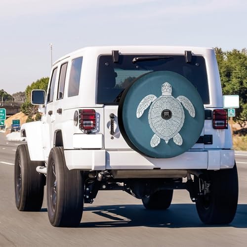 Delerain Spare Tire Cover with Backup Camera Hole Blue Turtle Wheel Covers Sun Protection Waterproof for Jeep Truck RV Trailer SUV and Many Vehicle (14 Inch for Diameter 23"-27") - Image 2