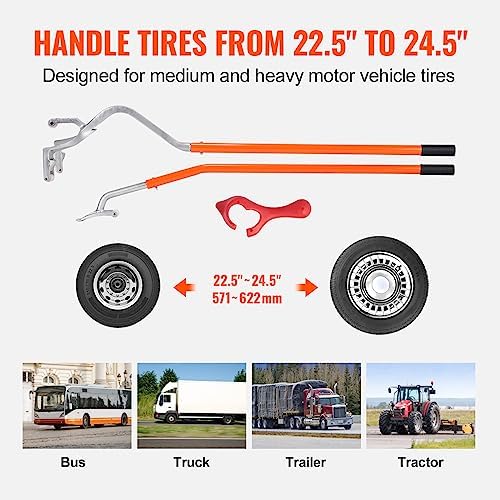 VEVOR Tire Mount Demount Tool 22.5" to 24.5" Tire Changer Steel Bead Breaker Extra Bead Holder Tubeless Truck Manual Tire Changing Tools for Car Repairing(Red) - Image 3