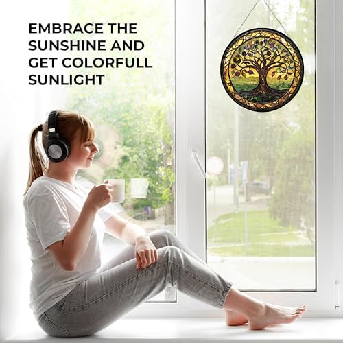 Tree of Life Stained Glass Sun Catcher by Clare Donovan, Wall Hanging Colored Decor Room Indoor Window Decor, Halloween, Christmas Hanging Ornament Mother Day - Image 5