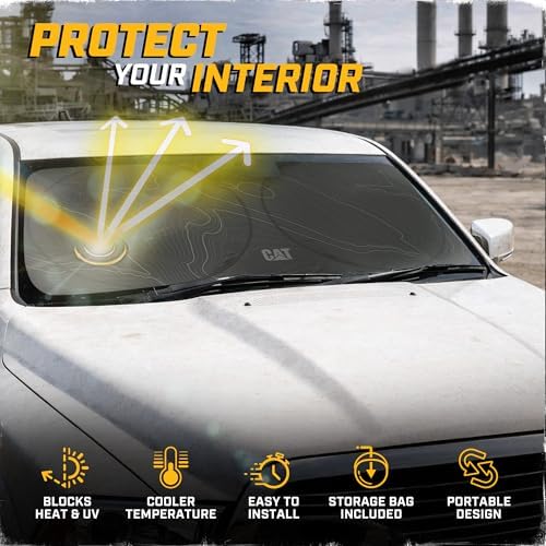Windshield Sun Shade for Dodge Ram 1500 2010-2018, Foldable Front Window Sunshade, UV Heat Blocker, Interior Protection Sun Shield, Keeps Truck Cab Cool, Heavy-Duty Truck Accessory - Charcoal