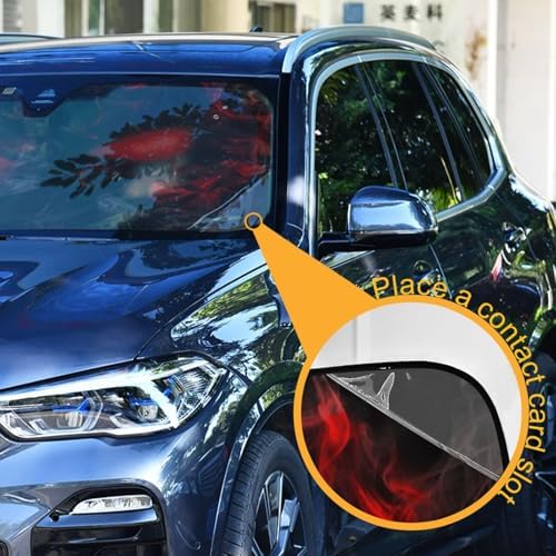 Skull Red Eyes Car Windshield Sun Shade Foldable UV Ray Sun Visor Protector Sunshade to Keep Your Vehicle Cool (55" x 27.6")