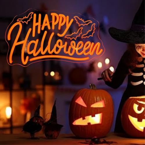 Happy Halloween Neon Sign, Bat Halloween LED Light, 16.7"x9.8" - Image 2