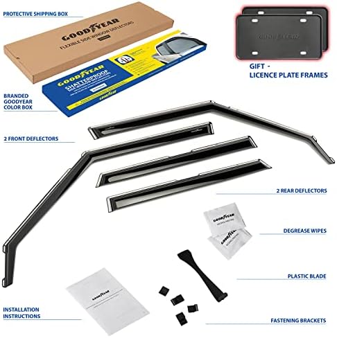 Goodyear Shatterproof in-Channel Window Deflectors for Kia Soul 2020-2026, Rain Guards, Window Visors for Cars, Vent Deflector, Car Accessories, 4 pcs - GY009007