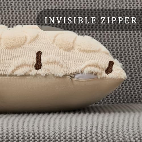 DFXSZ Fall Pillow Covers 18x18 2Pcs Beige Brown Pumpkin Fall Decorations - Image 2