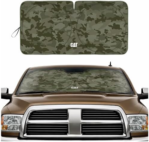 Windshield Sun Shade for Ram 3500 2010-2018, Foldable Truck Sunshade, UV Heat Blocker, Front Window Sun Shield, Interior Protection, Keeps Cab Cool, Heavy Duty Truck Accessory - Green Camo