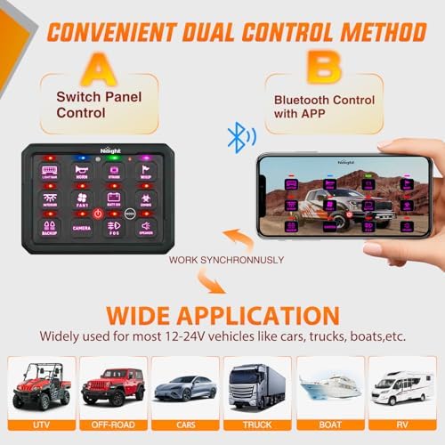 Nilight 12 Gang Switch Panel APP RGB 12V 24V Circuit Control System 4-Mode