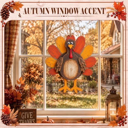 Yalikop Thanksgiving Door Sign 3D Wooden Turkey Decoration - Image 2