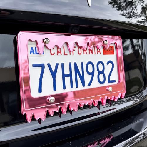 Timtin 1 Set Fluorescent Pink License Plate Frame, Style 1