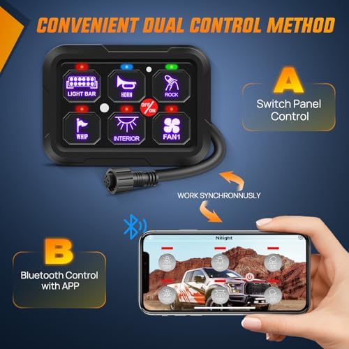Nilight 6 Gang Switch Panel Relay System w/APP Control Automatic Dimmable