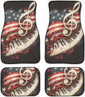 American Flag Car 4 Piece Floor Mat Set Piano Keyboard Music Note Universal All Models Protection Heel Pad Retro American Flag July 4th Fit Car Floor Front Rear Rows Set