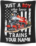 Personalized Train Blanket for Boys - Cute Throw Blanket Gifts for Kids Cars Lovers - Custom 40x50 Inches Black Soft Car Blankets for Sofa Couch - Trains Stuff Bedroom Decor by SHARECOLOR