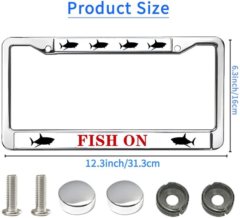 Fish On Christ License Plate Frame Religious Jesus Saves Two-Hole License Plate Frame Christ is King Weather-Proof License Plate Frame with Chrome Screw Caps