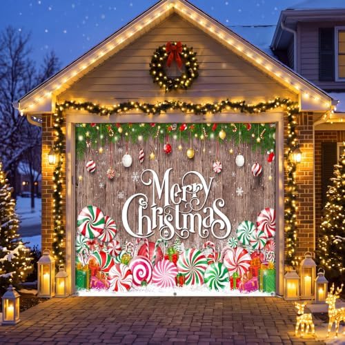Teenyyou Christmas Garage Door Cover 7 x 8 ft Peppermint Candy - Image 4