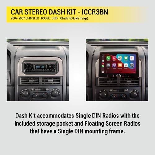 Scosche ICCR3BN Single DIN Radio Install Dash Kit Compatible with Select 2002-07 Chrysler, Dodge & Jeep Vehicles - Complete Basic Car Stereo Installation Kit - See Vehicle Fit Guide in Images